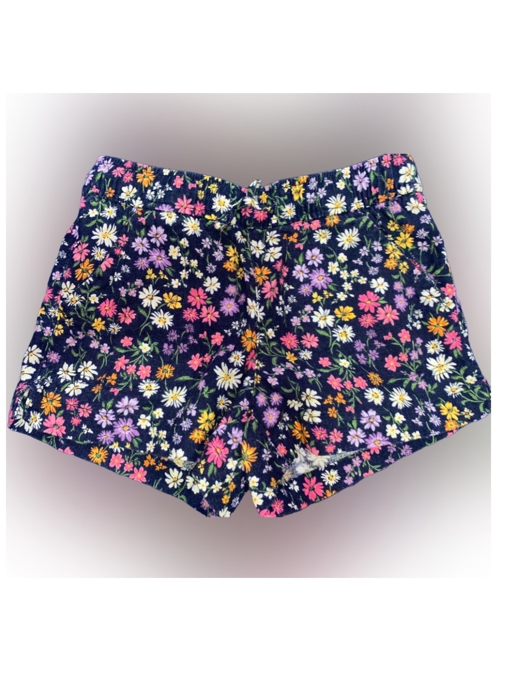 Old Navy Girls Navy Floral Linen Blend Shorts Size S 6/7